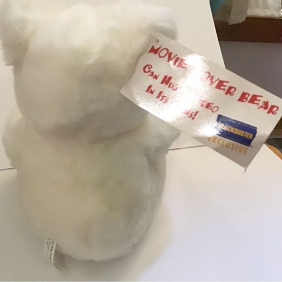 NWT Blockbuster video rare clean plush white stuffed teddy bear. Very cuddly - Picture 7 of 11